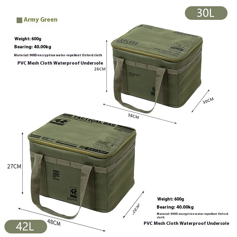 30-42L Tactical Camping Storage Bag Insulated Folding Box Waterproof Picnic Tableware Field Equipment Outdoor Gear Organizer
