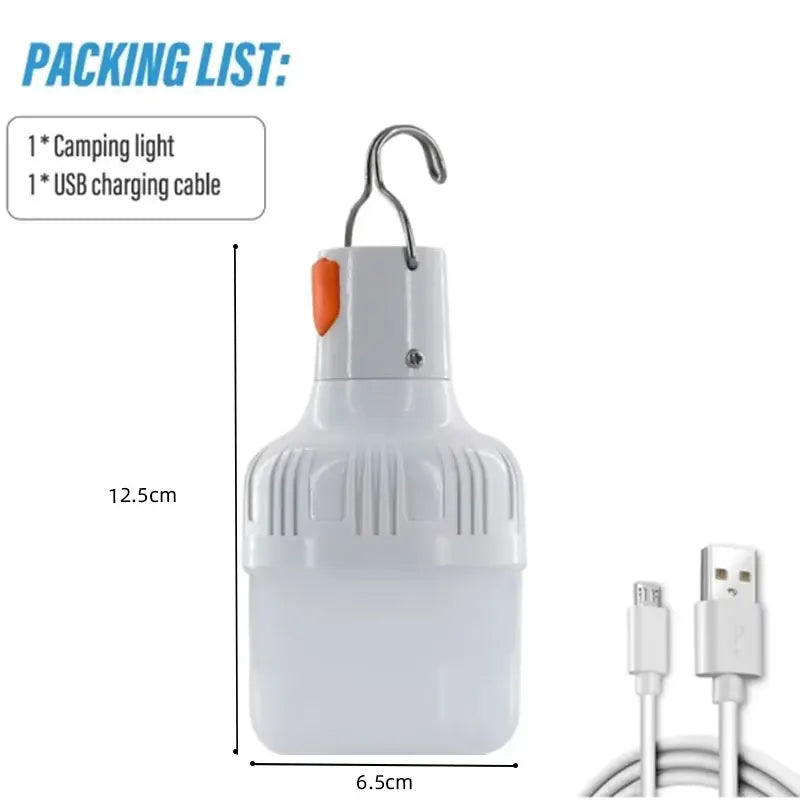 1PC Outdoor USB Rechargeable LED Lamp Bulbs 60W Emergency Light Hook Up Camping Fishing Portable Lantern Night Lights LT014